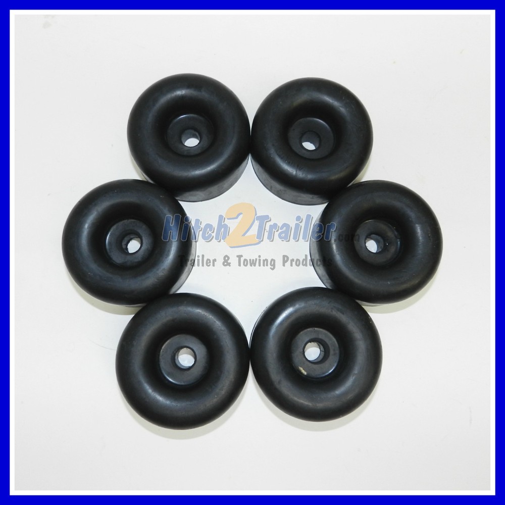 (6) Cargo Trailer Ramp Door Replacement Black Rubber Bumper 2.5" Round