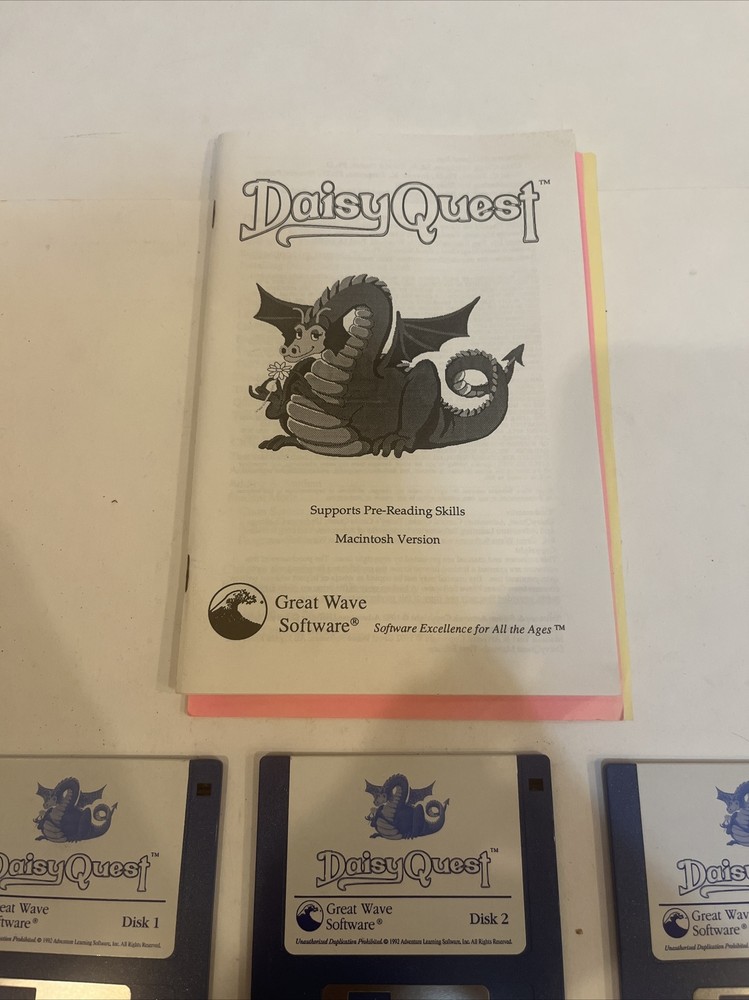 Vintage Daisy Quest Game for Macintosh Floppy Disc Great Wave Software