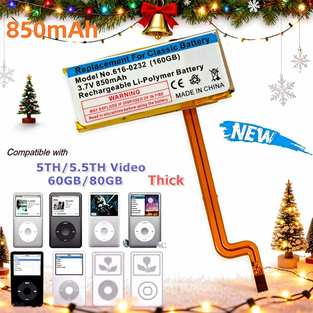 🔥850 mAh Replacement Battery iPod Classic 5th 6th Generation A1238 A1136 Thick✅