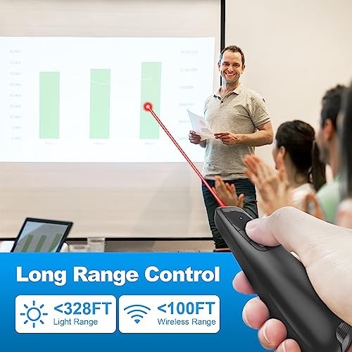 Wireless Presentation Clicker Remote - USB Type C Laser Pointer for PPT & Google