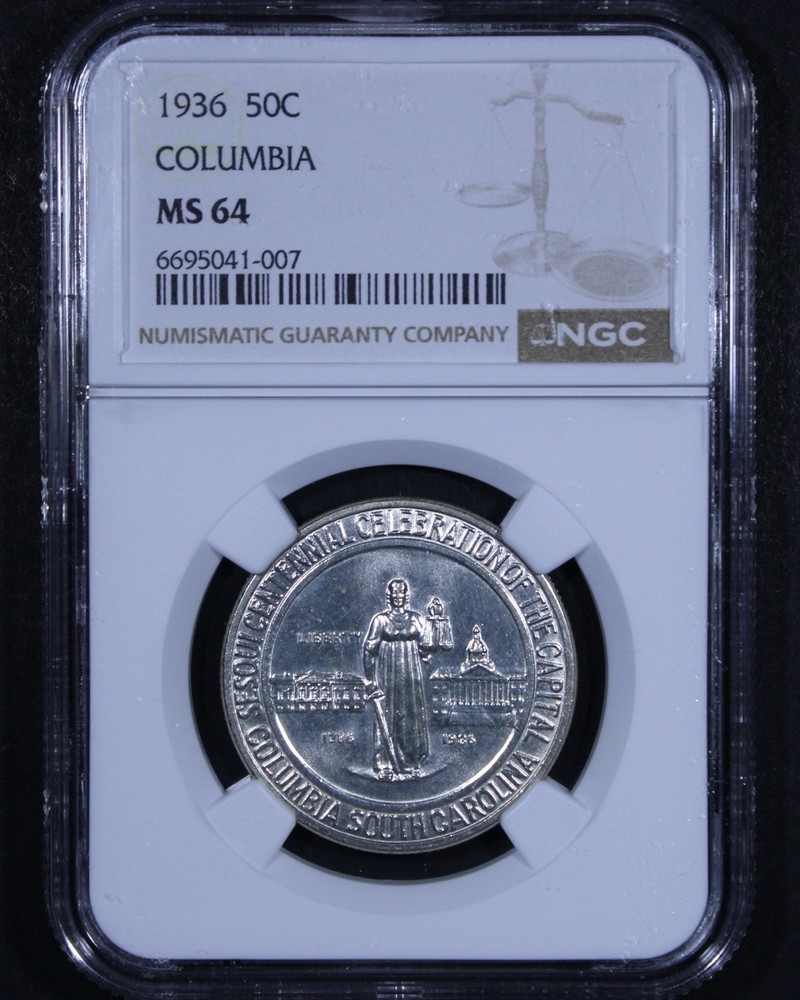 1936 Columbia Commemorative Half Dollar - 50c NGC MS64 - Nice Coin!