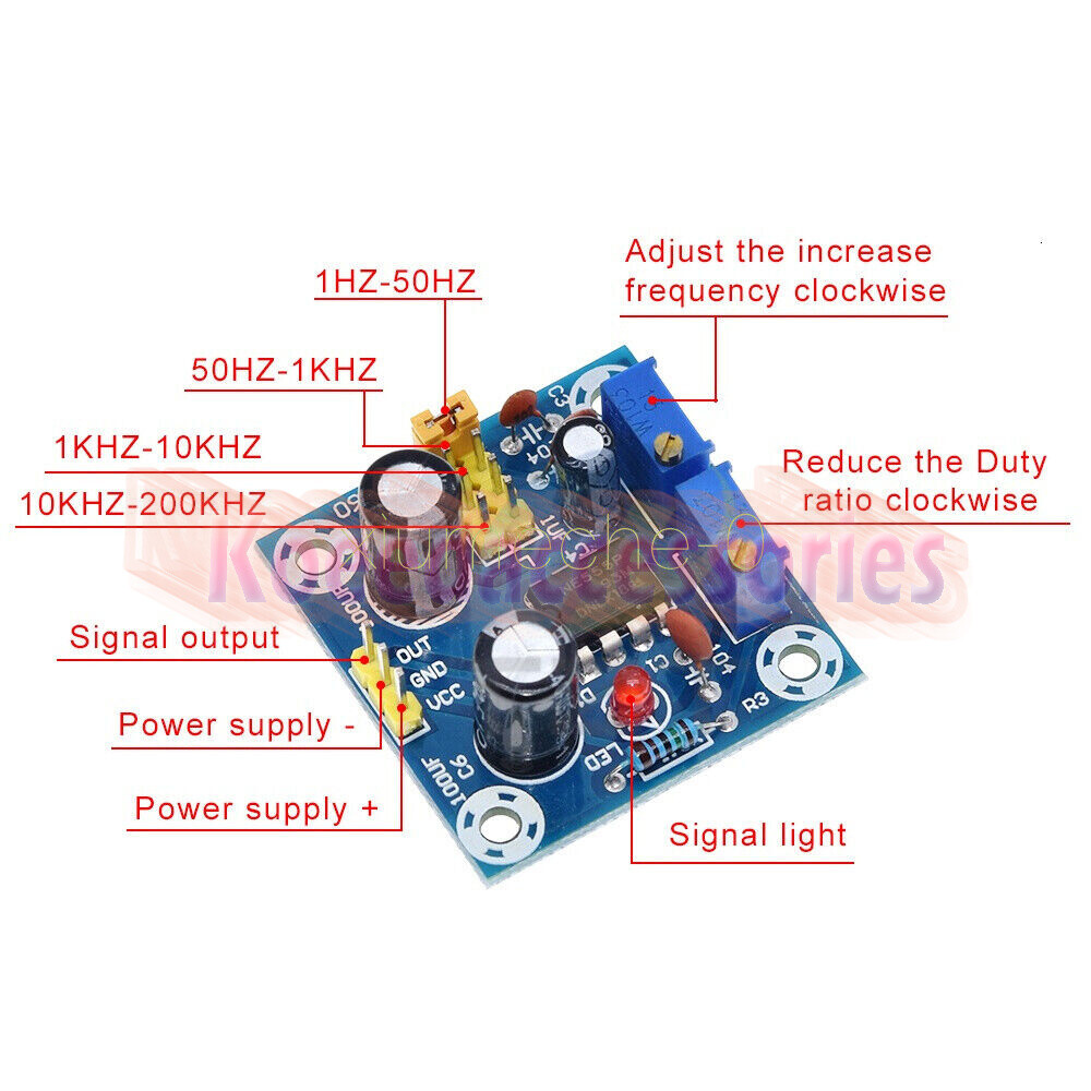 NE555 Duty Cycle and Frequency Adjustable Square Wave Module Board DIY Kit.
