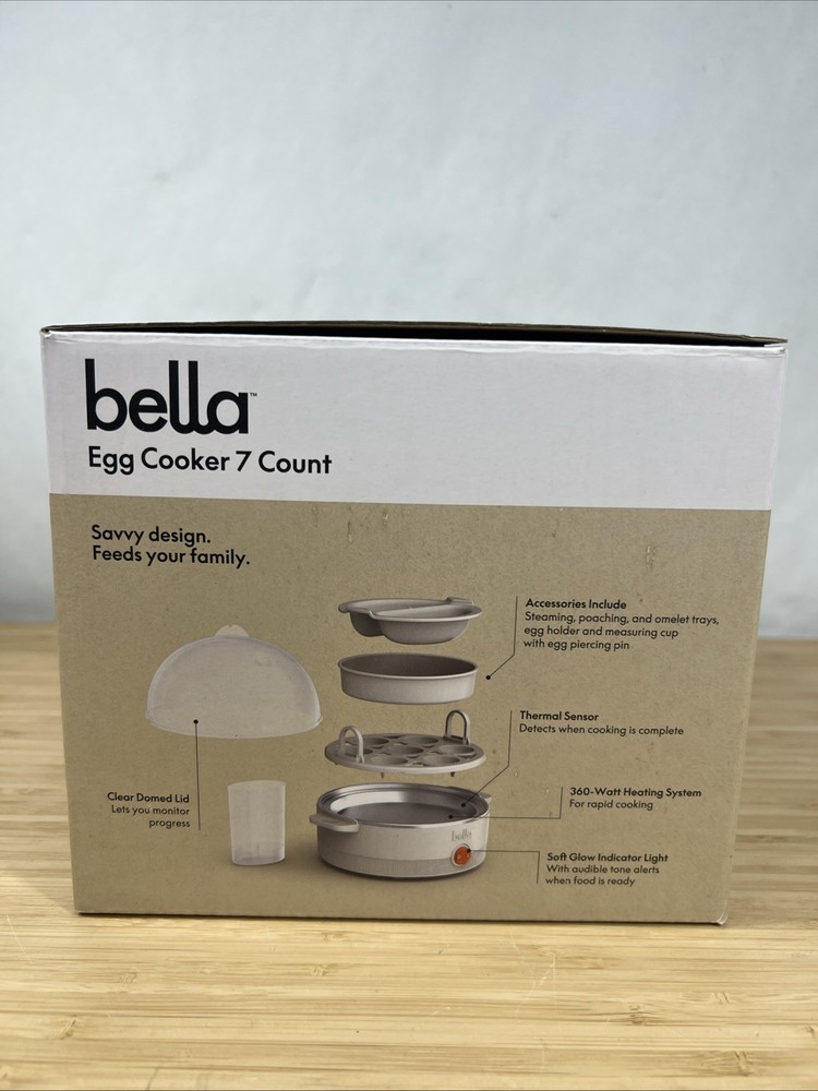 NEW bella Electric Egg Cooker 7 Eggs Capacity Tray Single Stack for Poached.
