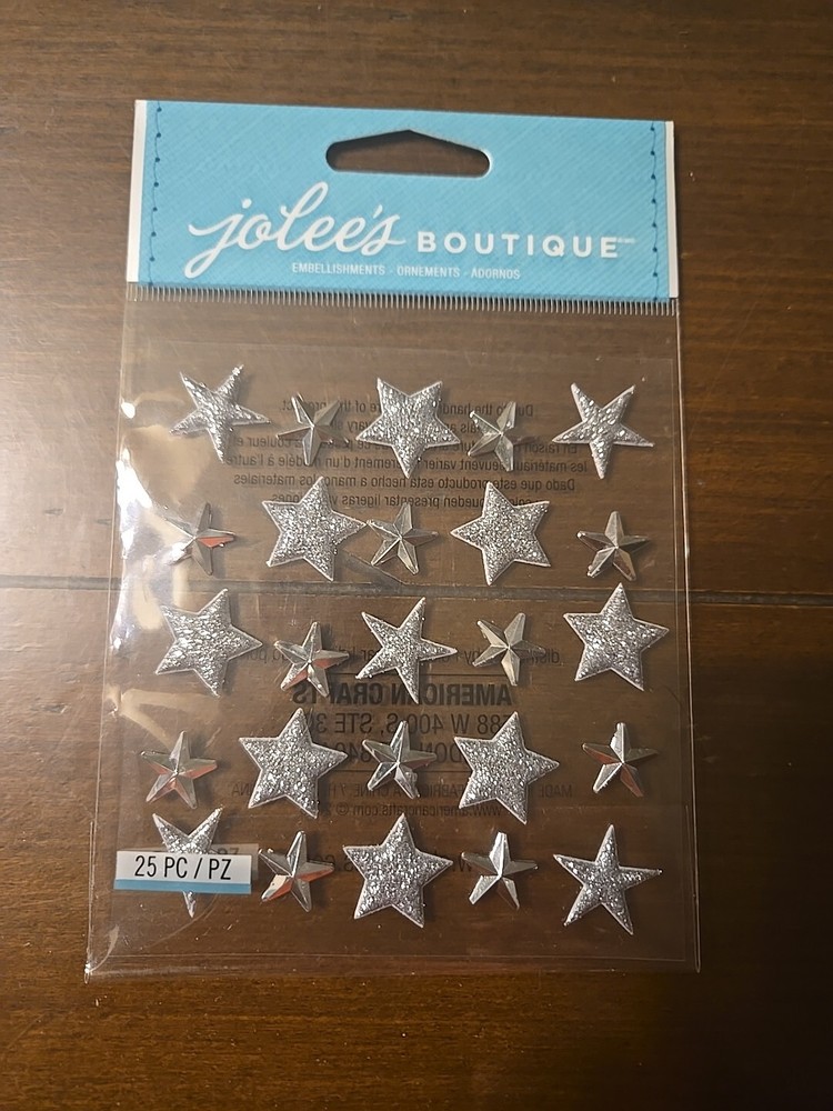 Jolees Boutique SILVER STAR REPEATS Scrapbooking Stickers
