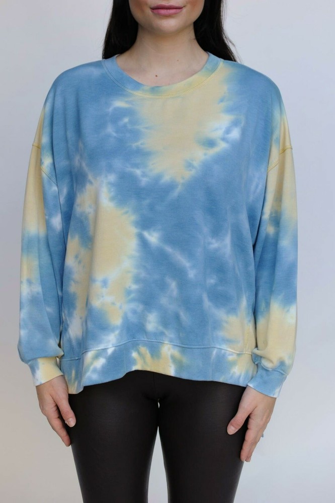 Found Los Angeles Tie Dye Sweatshirt Blush Roses Shadow Sleeve Pullover M L