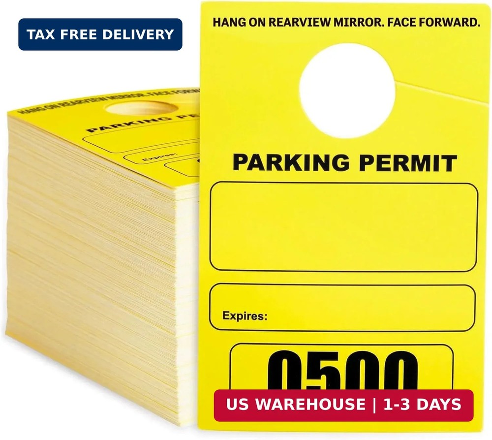Rectangular Parking Permit Hang Tags - Sequentially Numbered Parking Pass