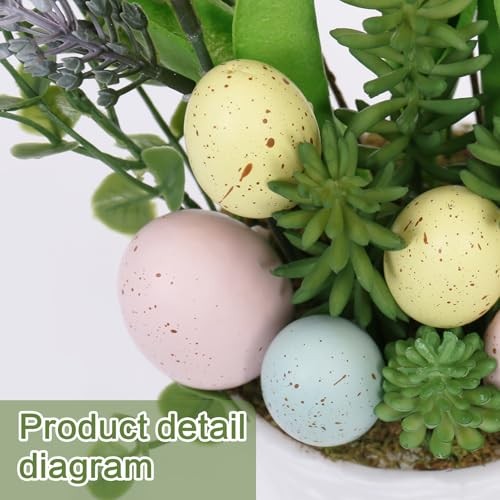 Easter Decorations, Artificial Easter Egg Tulip Flower Potted Table Yellow