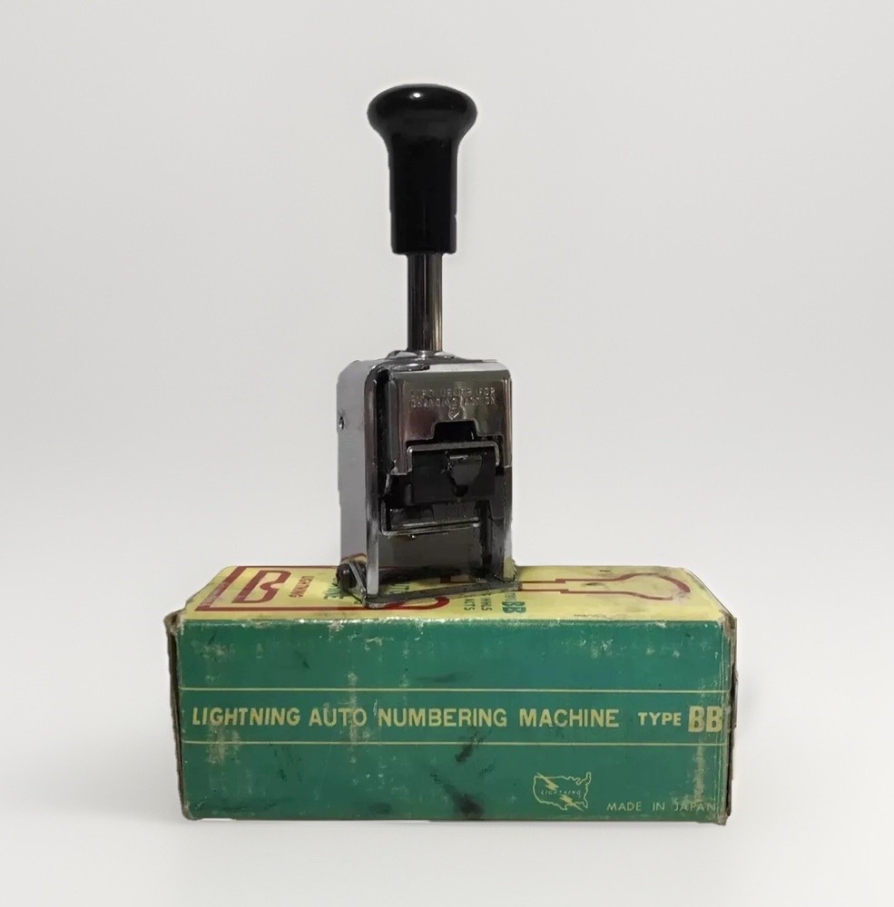 VTG Lightning Auto Numbering Machine Type BB 5 Wheels 4 Action Stamp Box