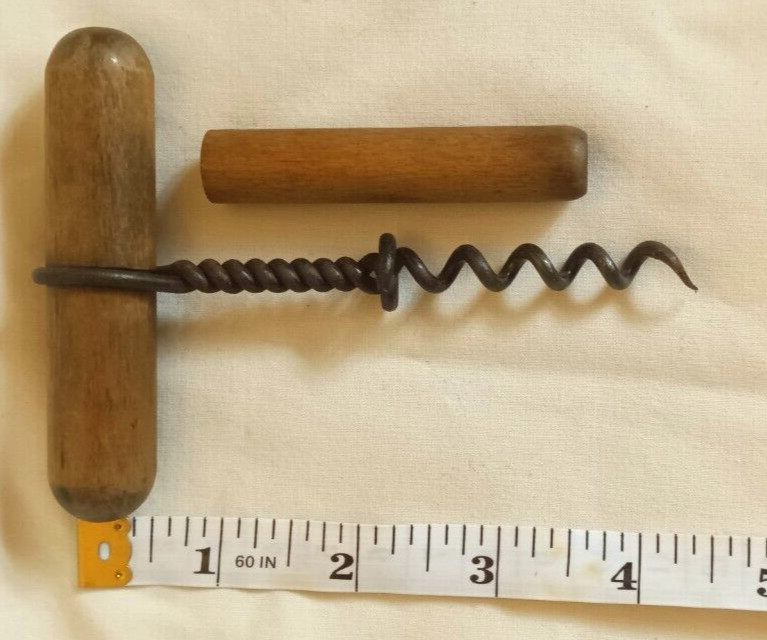 Vintage Primitive Wood Corkscrew/Bottle Opener
