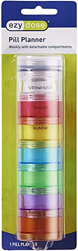 Ezy Dose 7 Day Rainbow Pill Organizer Stackable Weekly Medication Planner