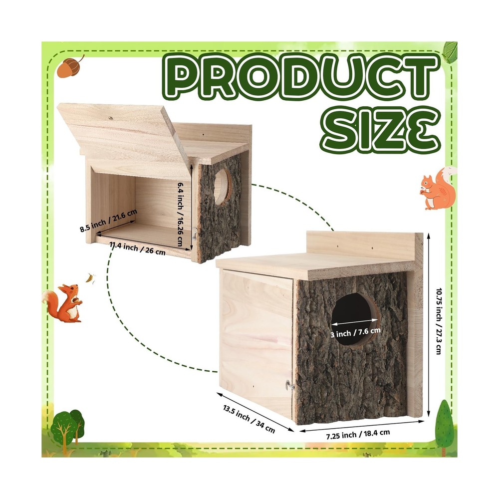 1 Pcs Large Squirrel Nesting Box Squirrel House for Outside Nesting Hanging H...