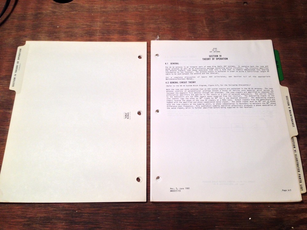King KA 44 ADF Antenna Service manual