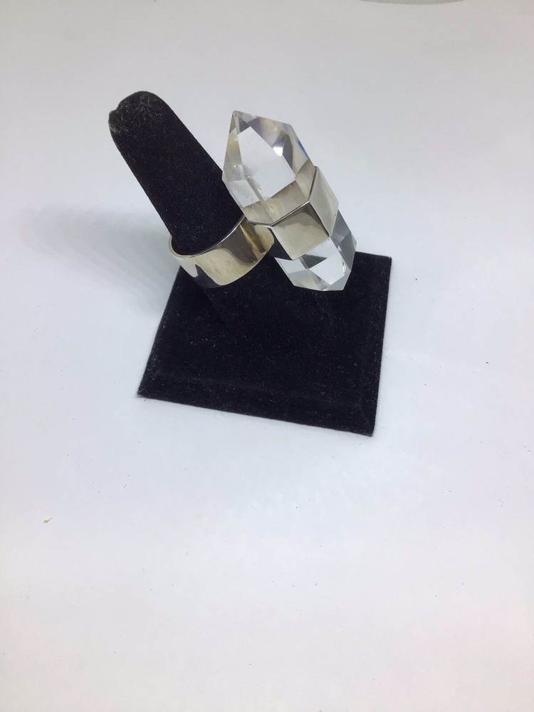 Natural Clear Quartz Crystal - Sterling Ring