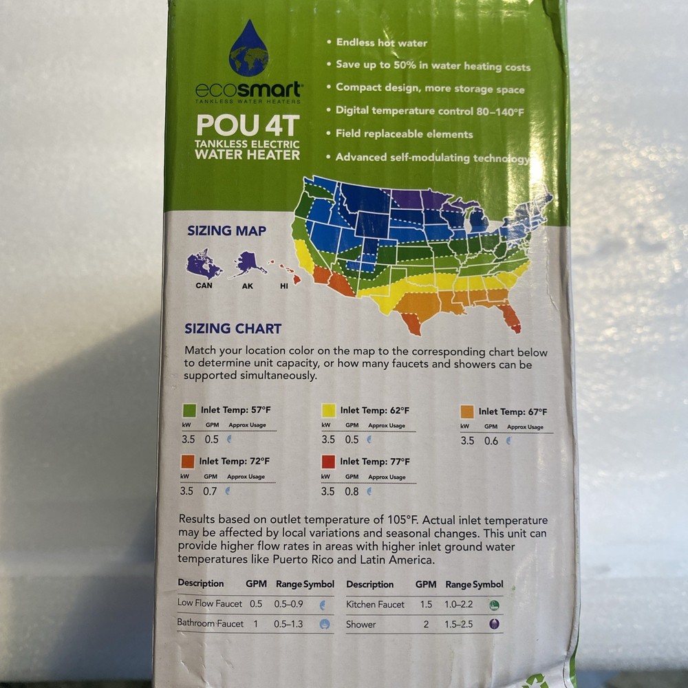 EcoSMART 120V 3.5kW Point-of-Use Tankless Electric Water Heater POU-4T EcoSMART