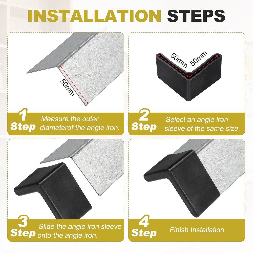 4Pcs 2" Bed Frame End Cap, Angle Iron Foot Pad Leg Protector, Black