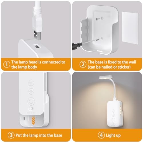 Wall Mounted Reading Light: Dimmable LED Night Lights with Timer & 2Pack White