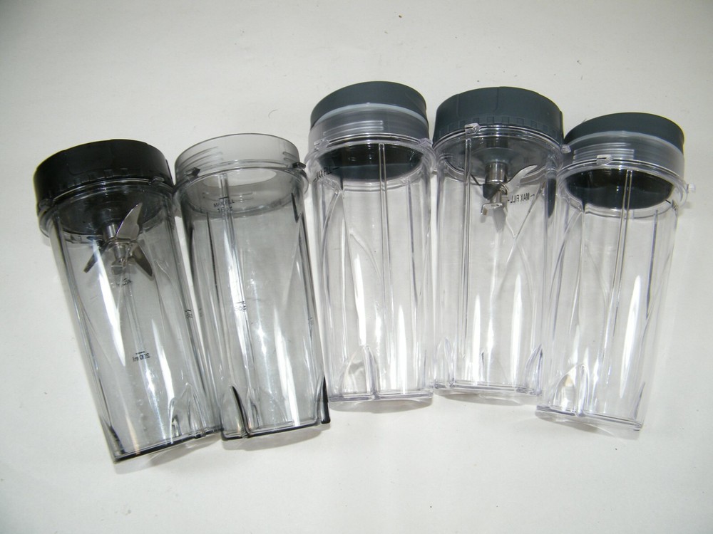 (5) NINJA BLENDER CUPS 2 BLADES 2 LIDS