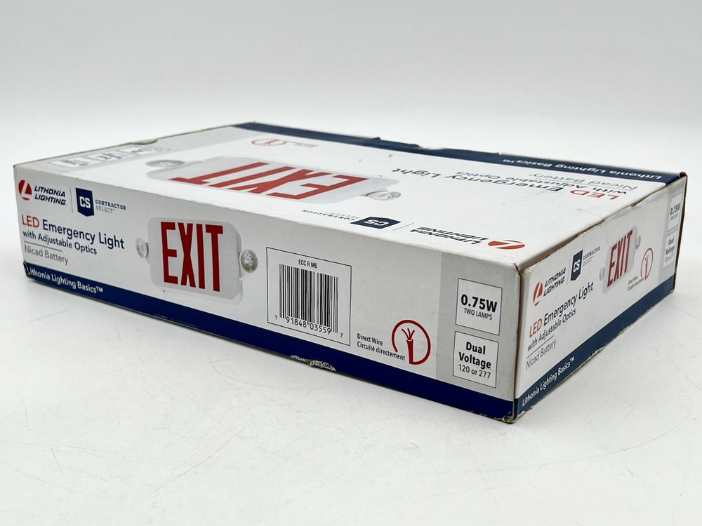 Lithonia Lighting ECC R M6 LED Emergency Exit Light w/ Adjustable Optics Red