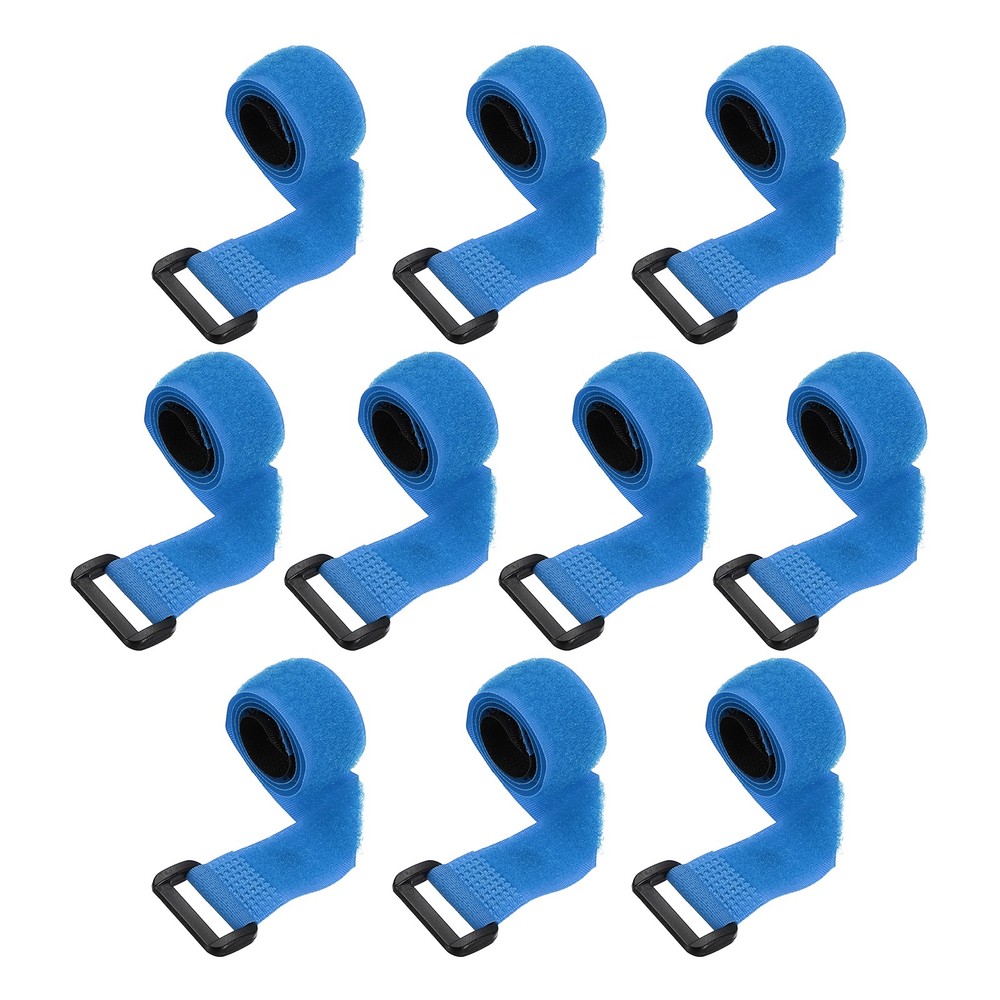 10pcs Reusable Cinch Straps 0.8"x16" Hook and Loop Cable Securing Straps, Blue