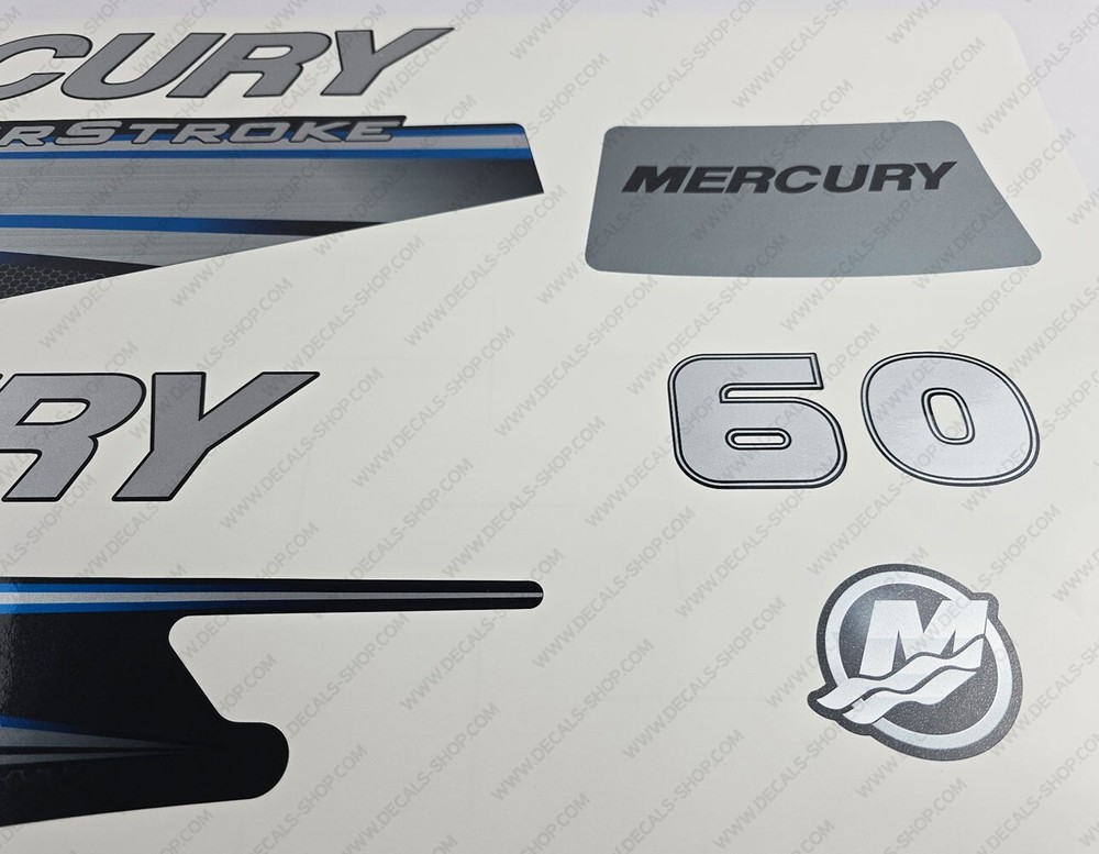 Mercury 60 hp Four Stroke 2013-2017 BLUE outboard engine decals sticker