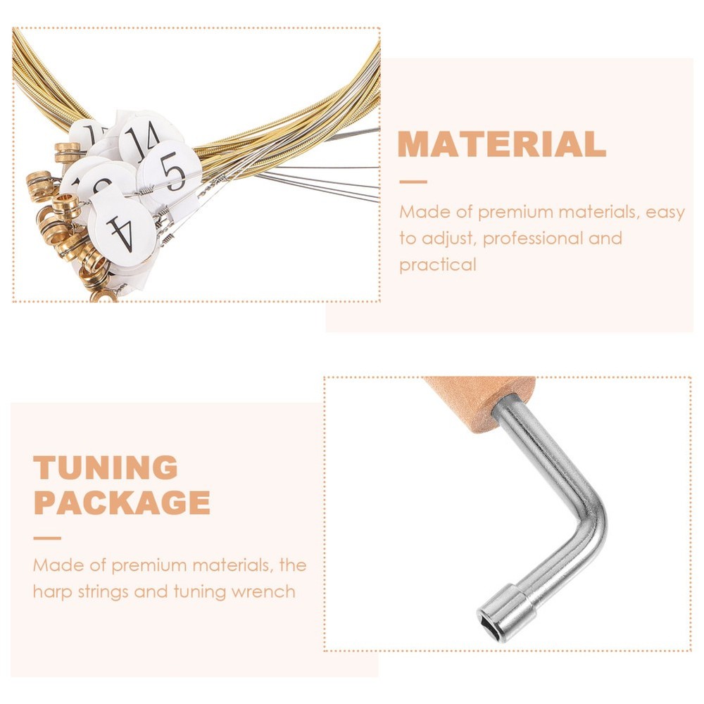 1Set Metal Harp Strings Kit With Tuning Wrench For Easy String Changes