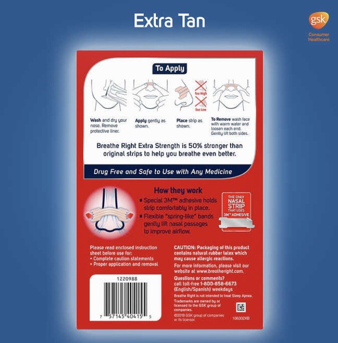 Breathe Right Extra Strength Nasal Strips 72 TAN Strips NEW