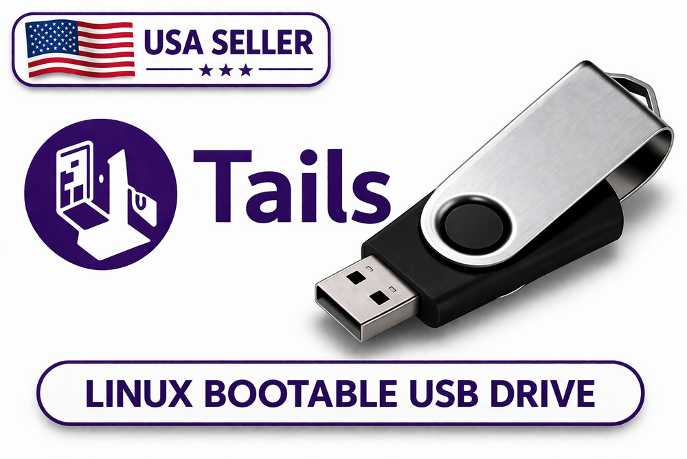 Tails Linux LATEST Bootable USB Drive 64 Bit Live System Tor Browser Privacy OS