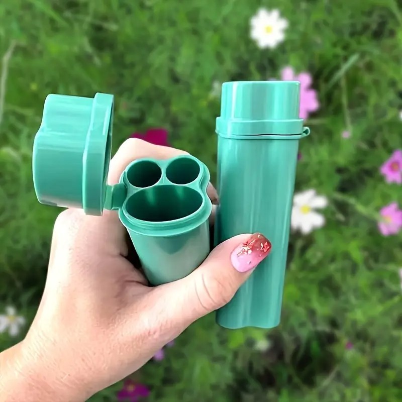 Pre-roll cigarette case and tobacco grinder container (Green)