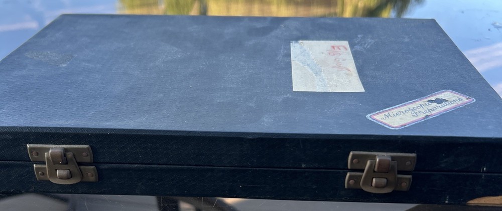 Microscopic Preparations Antique Microscope Slide Carrying Case Black