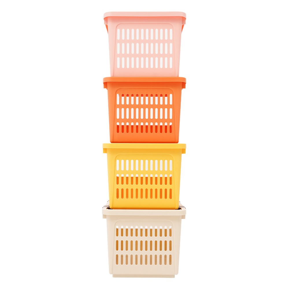 4PACK Household Plastic Storage Baskets, Small Pantry Organizer Bins Stackable