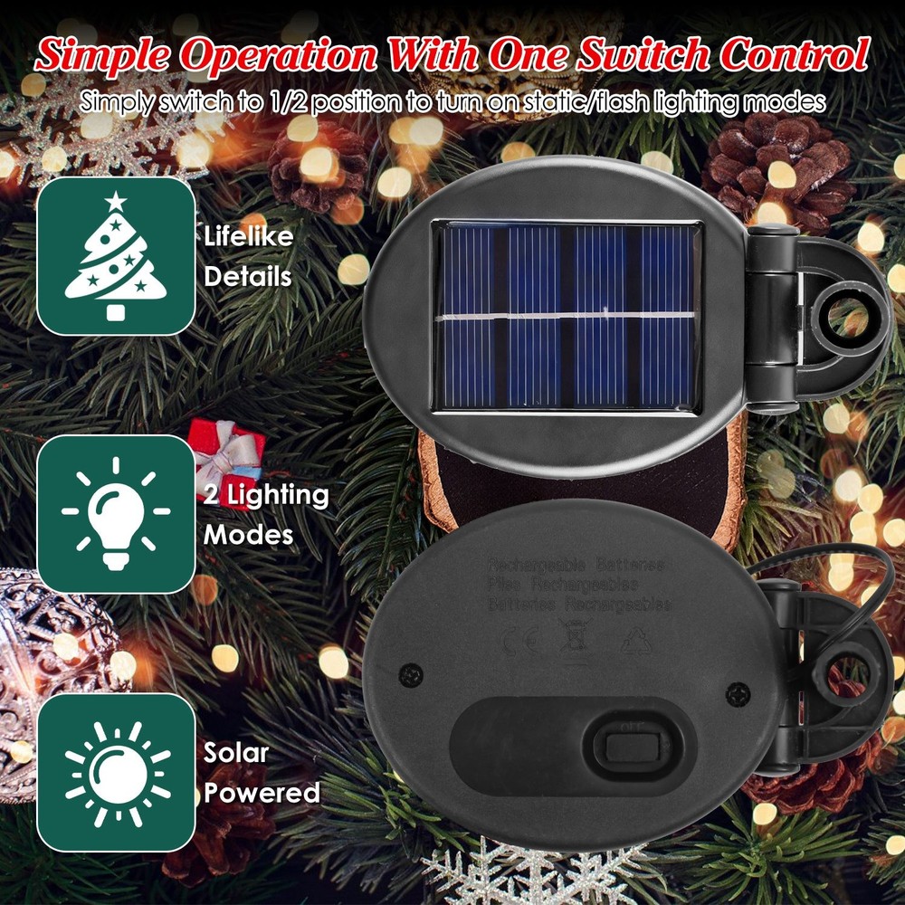 2Pack Lighted Artificial Christmas Tree with Solar String Lights Yard Decoration