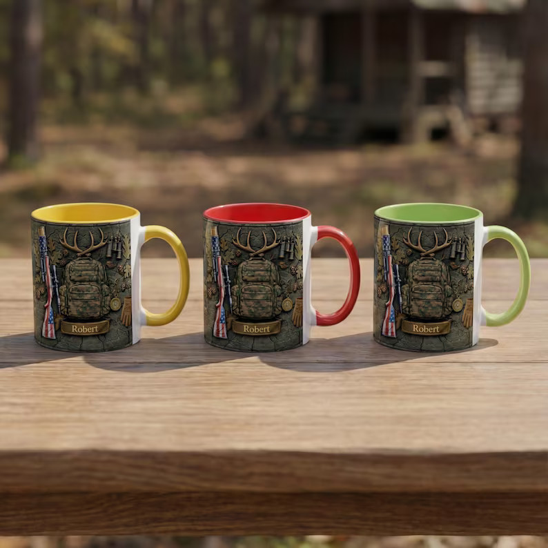 Personalized Name Hunting Mug Custom Hunter Gift Coffee Cup Deer