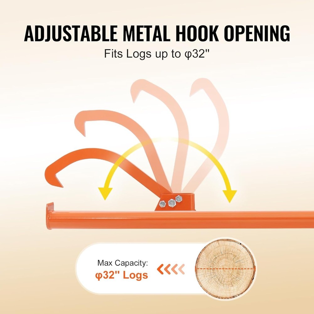 Adjustable 59'' Cant Hook Logging Tool - Durable Steel Design for Lifting Logs