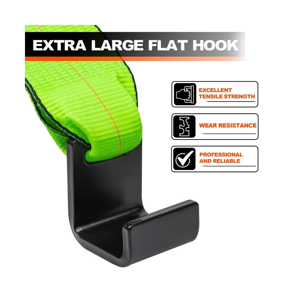 4" x 5' Roll Off Container Winch Strap w/Flat Hook,Heavy Duty Tie Down Winch ...