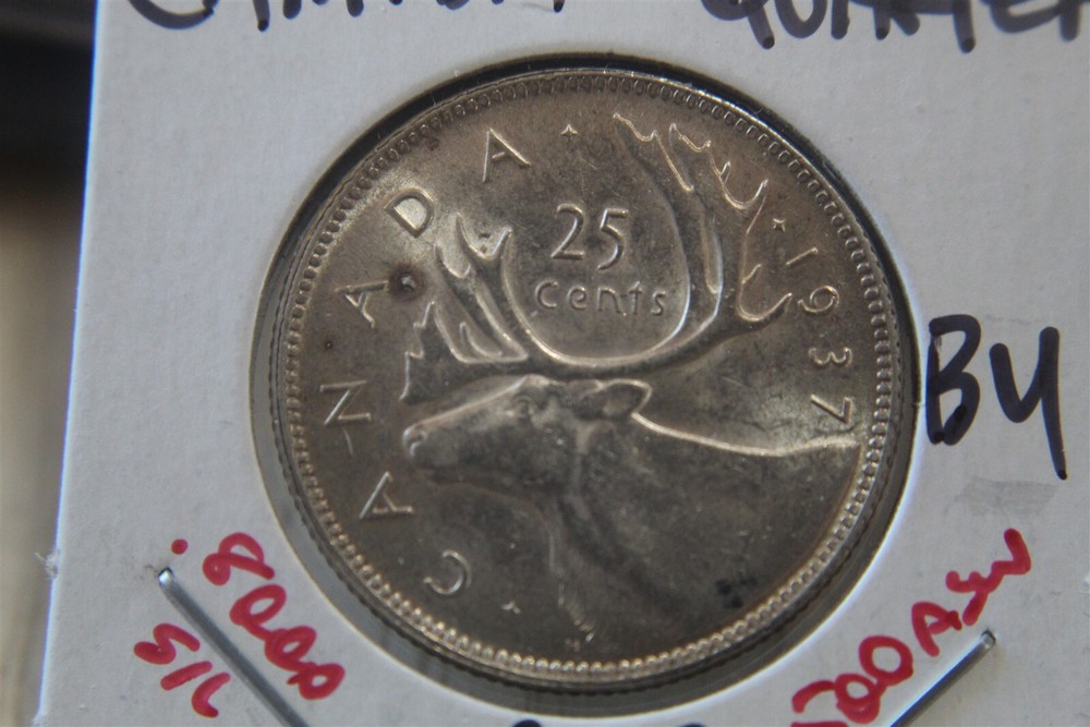 CANADA 25 CENTS 1937 SILVER KM35 #3