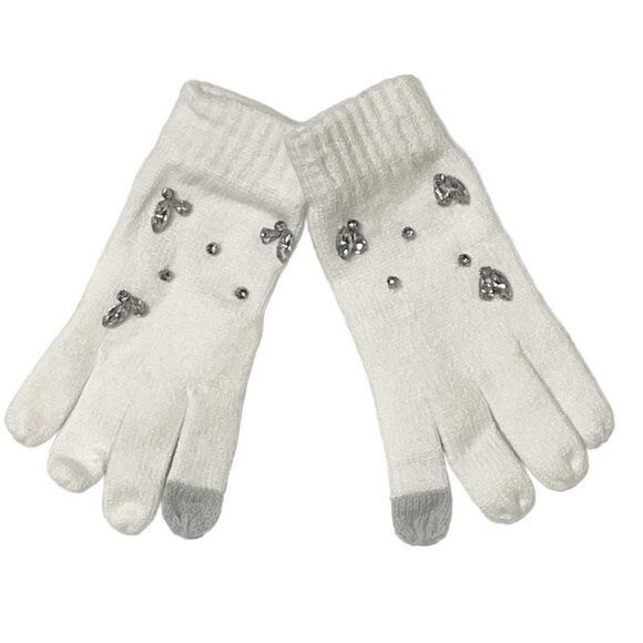INC Gemstone Embellished Tech Gloves Ivory (444)