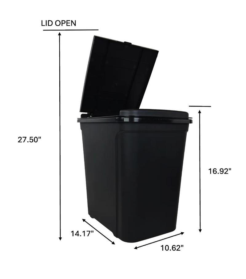 Kitchen Trash Can, 7.6 Gallon Plastic Garbage Bin with Touch Top Lid, Black