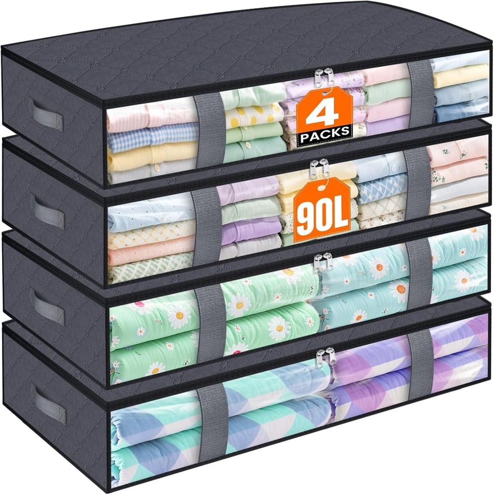 Under Bed Storage Containers 4 Pack Blanket Storage Bags Collapsible Storage