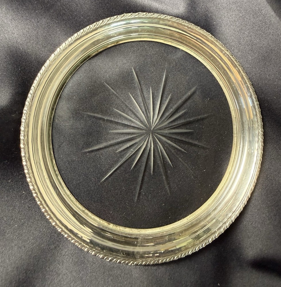 Vintage  Sterling Silver  Wine Coaster Cut Starburst Design