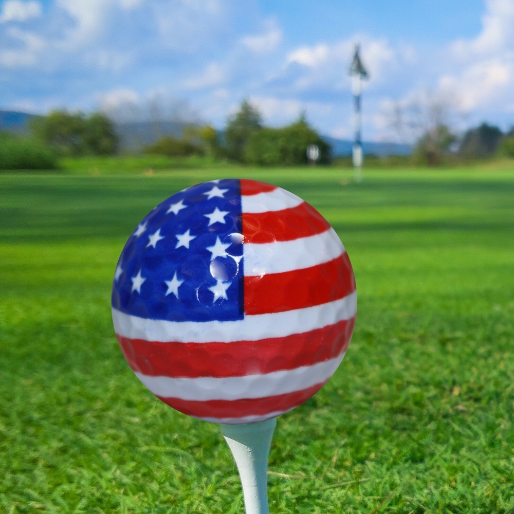 US Flag Golf Fullwrap Balls 6 Pack - Perfect Gift Idea!