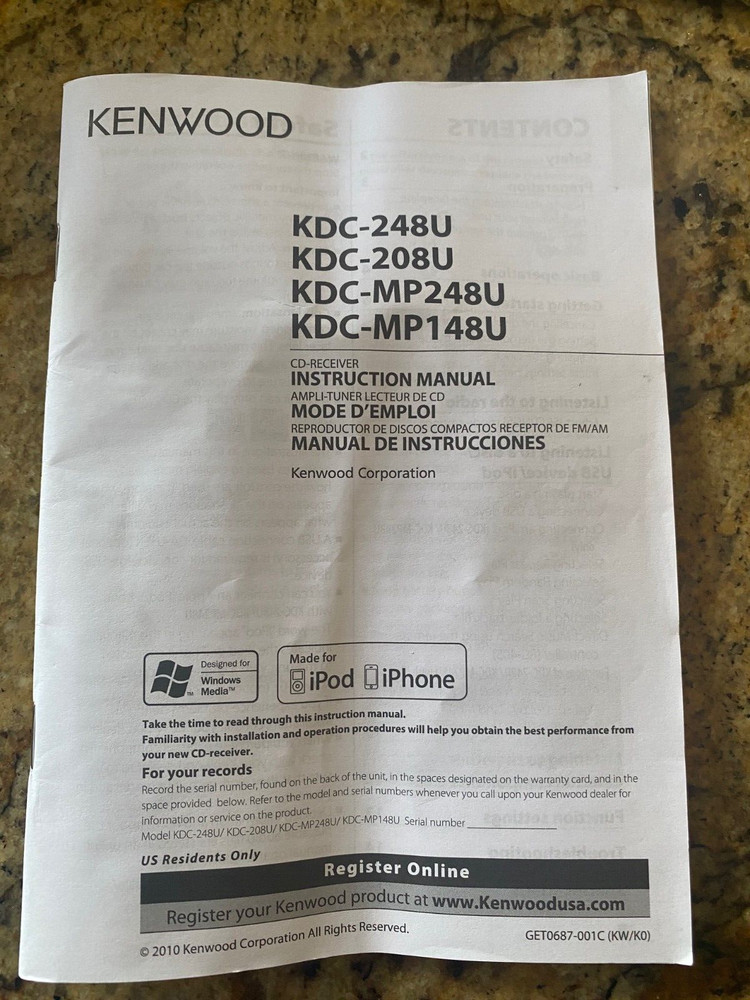KENWOOD KDC-248U Car Stereo CD-Receiver with USB Interface
