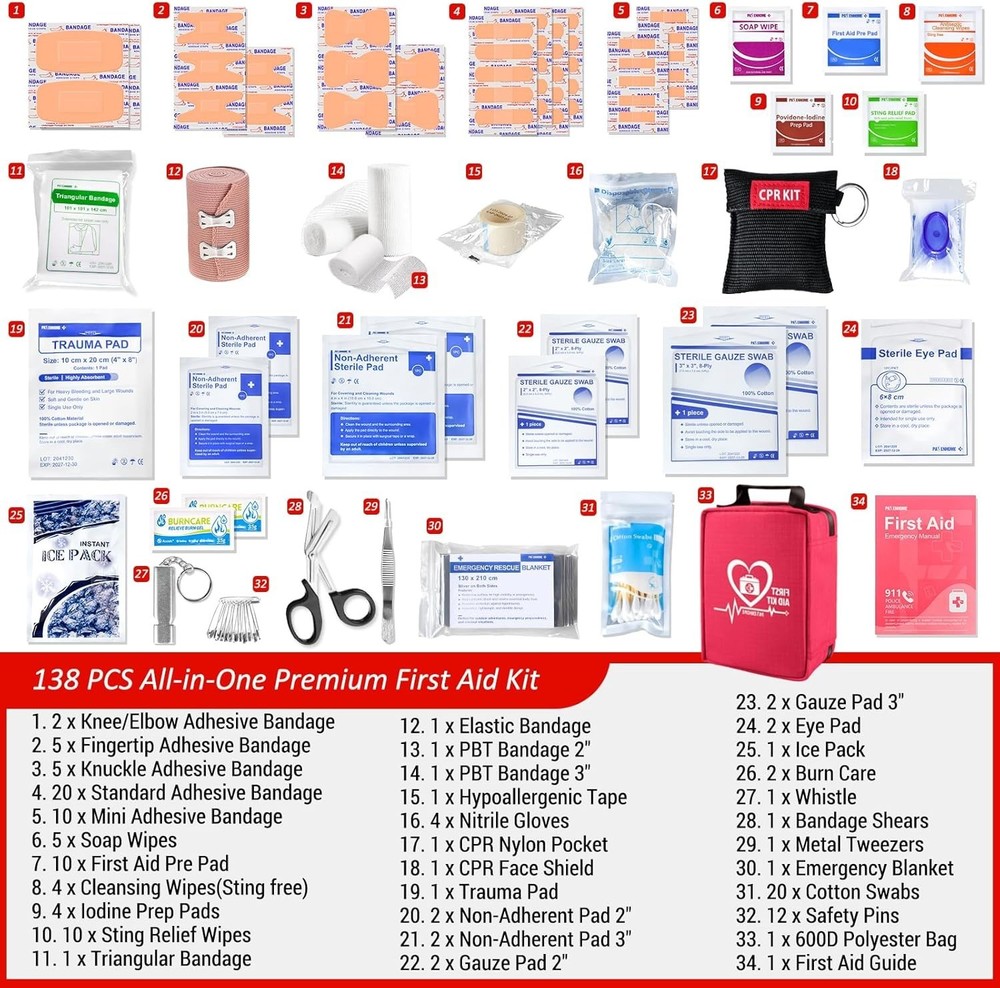 First Aid Kit, Trauma First Aid Kits with Labelled Compartments Molle System,...