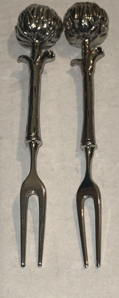 2 Appetizers Serving Forks Artichoke Design Handles