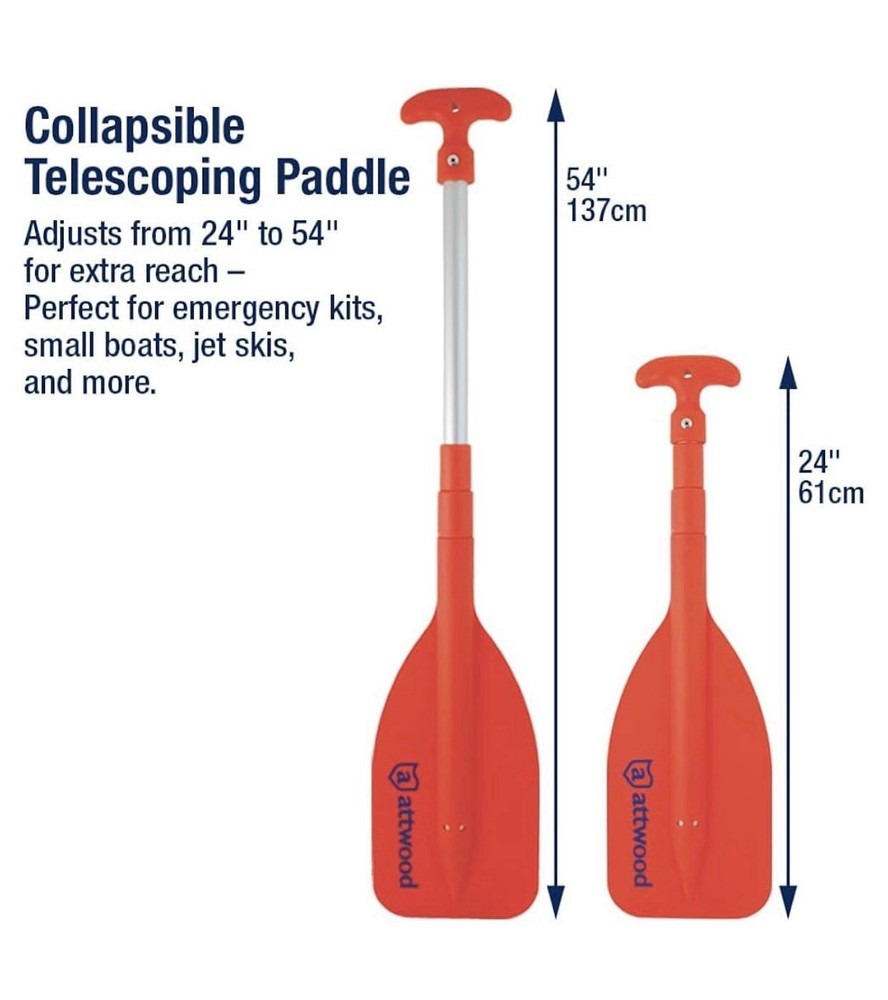 Attwood Emergency Telescoping Paddle for Boating, Orange