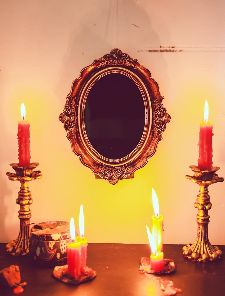 Black Scrying Mirror - Witchcraft Tools Altar Kit Supplies for Divination - D...