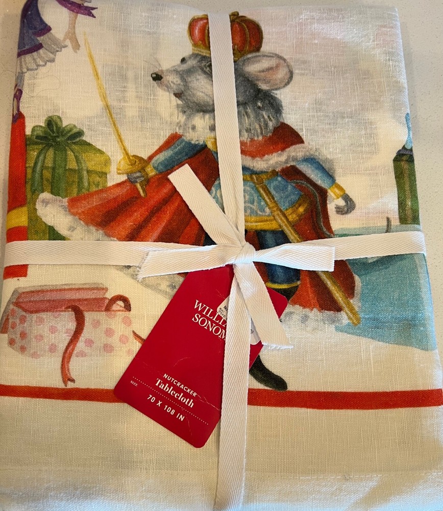 ❤️ Williams Sonoma Nutcracker Christmas Rectangular Tablecloth Made in Italy.