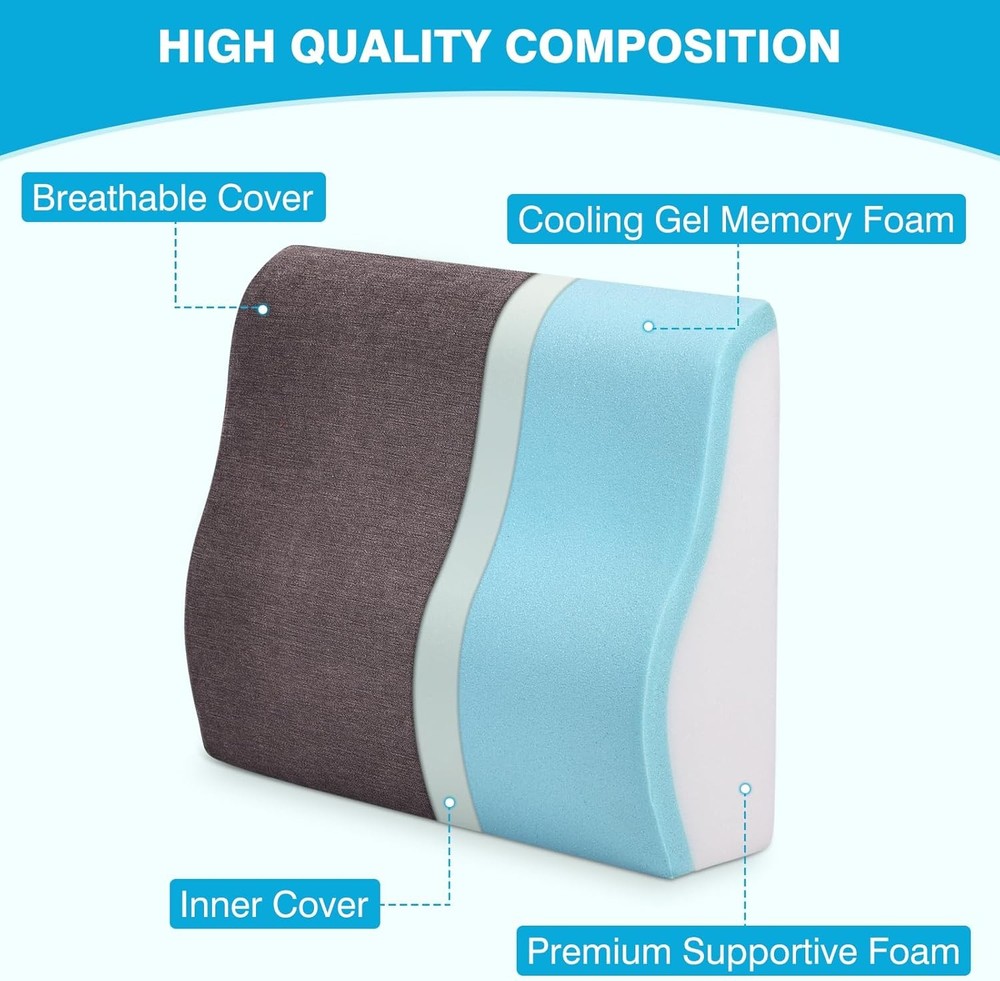 TANYOO Back Support Pillow for Recliner Dual Layer Lumbar Medium, Brown