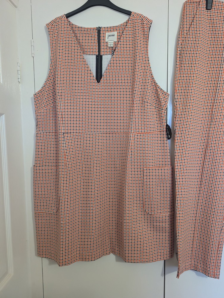 Joanie Francis Tailored Blazer, Ohlson Pinafore, Marilyn Trousers Micro Check