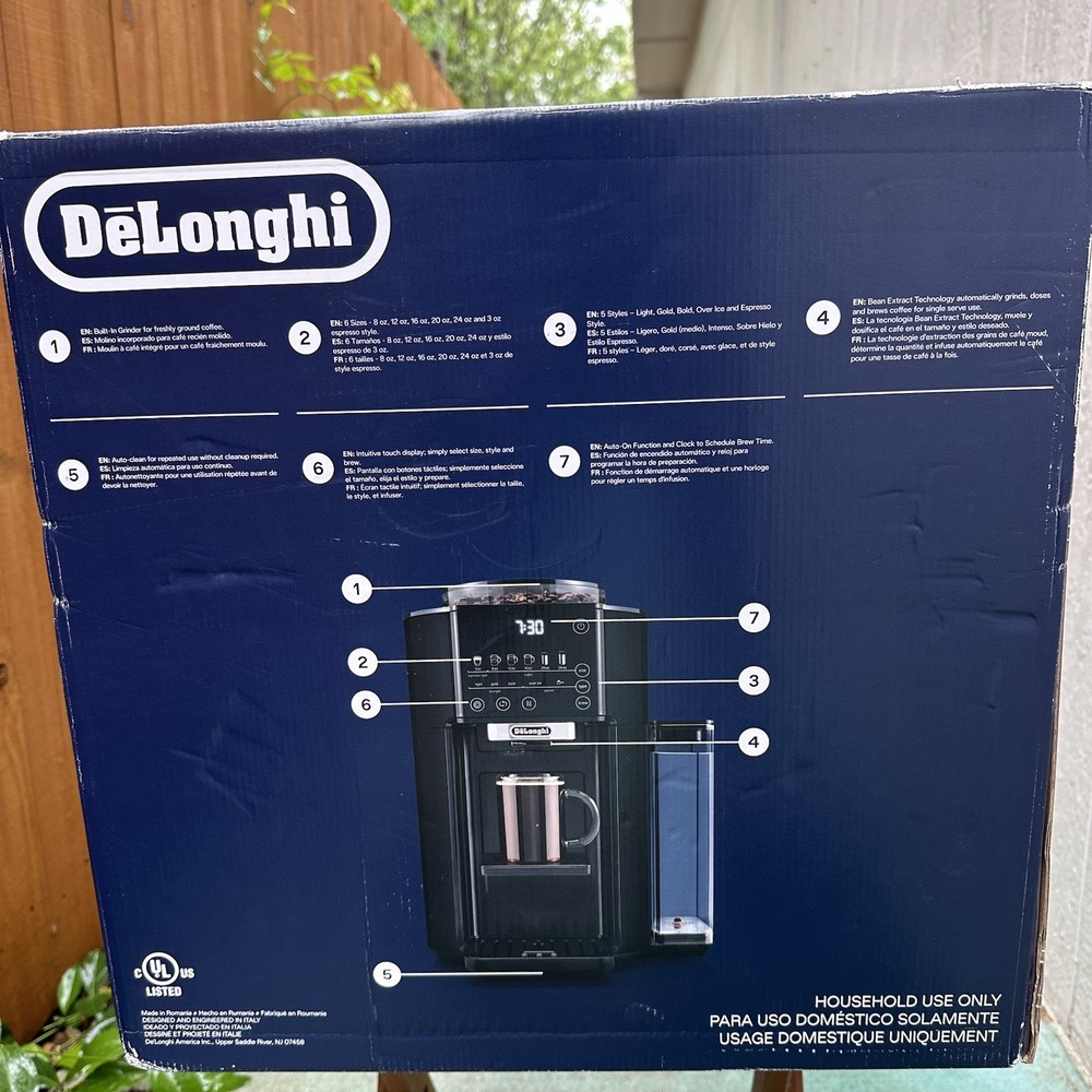 De’Longhi TrueBrew Automatic Coffee Maker Bean Extract Burr Grinder NEW