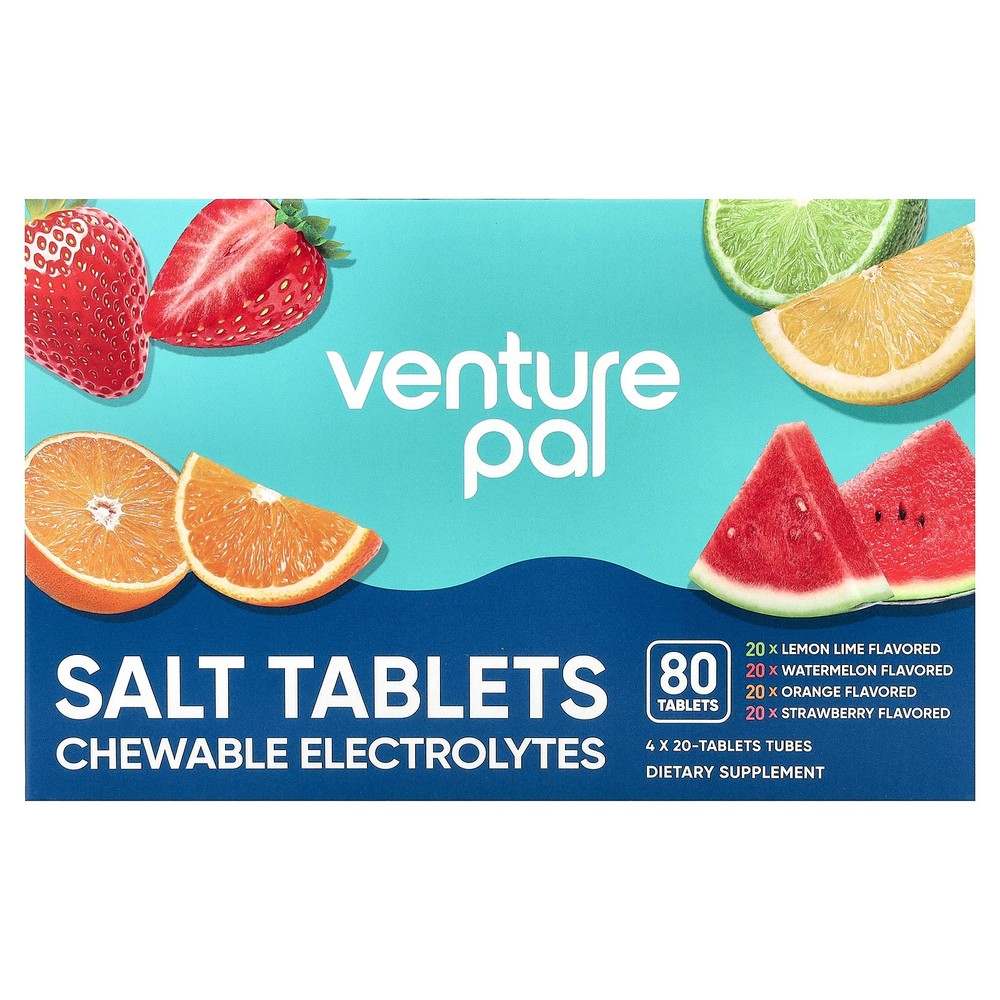 Salt Tablets Chewable Electrolytes, Variety Pack, 80 Tablets